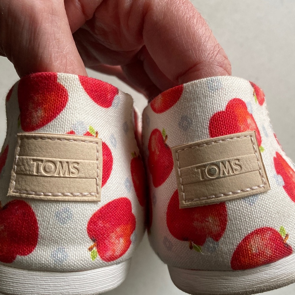 Toms Canvas Slip-Ons with Red Apple Print - Picture 5 of 9